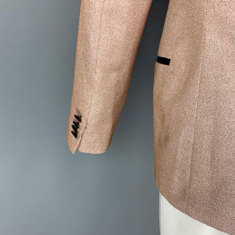 LANVIN Size 40 Pink Black Metallic Polyamide Blend Peak Lapel Sport Coat