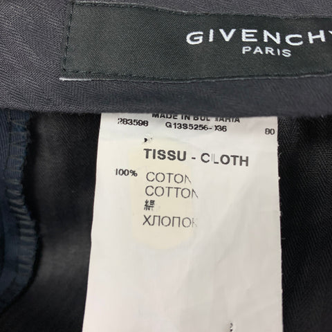 GIVENCHY Size 28 Black Navy Cotton Zip Fly Dress Pants