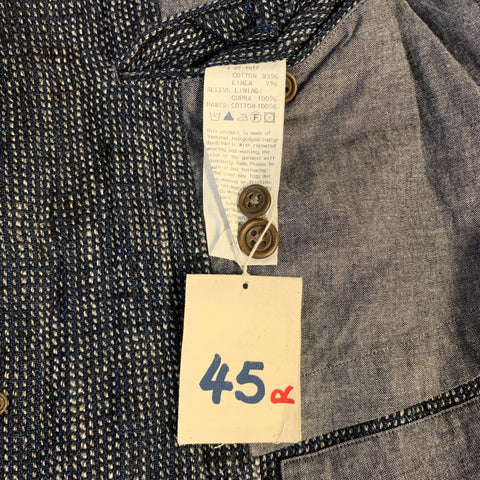 45rpm Size L Navy Woven Cotton / Linen Notch Lapel Sport Coat