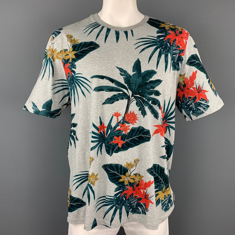 TED BAKER Size XXXL Multi-Color Floral Cotton Short Sleeve T-shirt