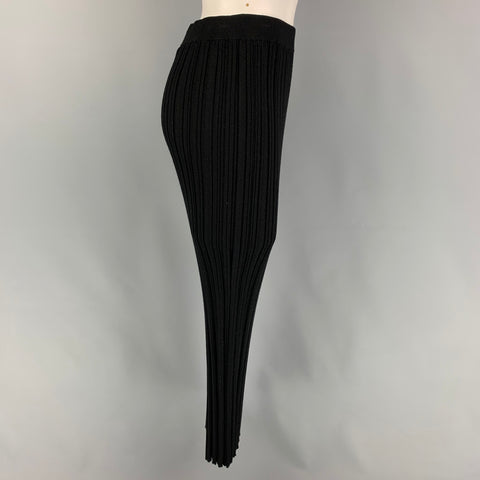 HELMUT LANG Falda larga de tubo de canalé en mezcla de lana merina negra talla L