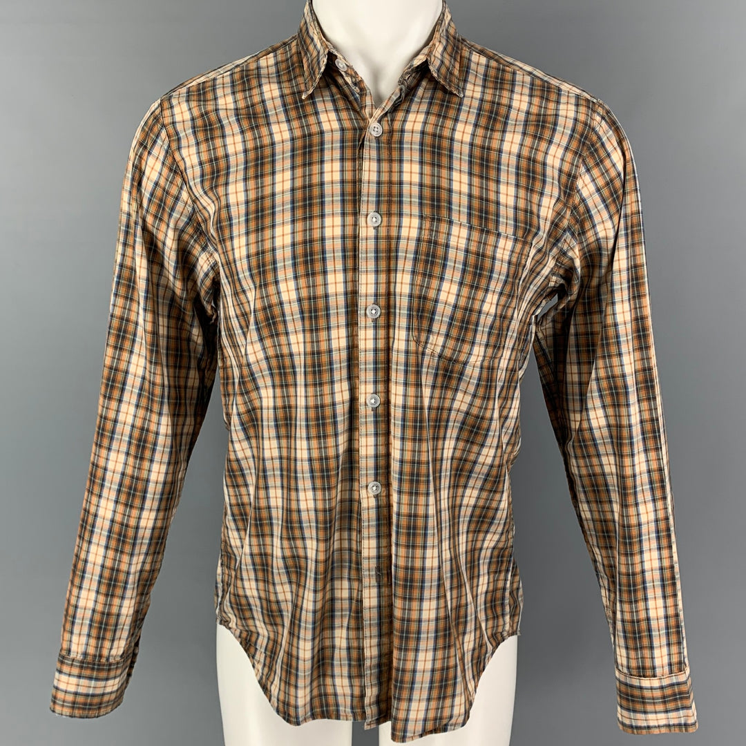 STEVEN ALAN Size M Brown Plaid Cotton Button Up Long Sleeve Shirt