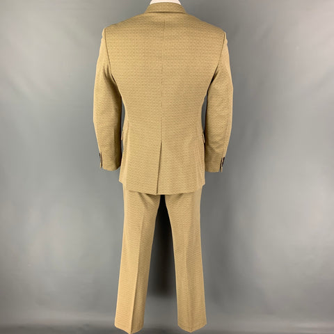 PRADA Size 42 Green Brown Pattern Nylon Blend Notch Lapel Suit