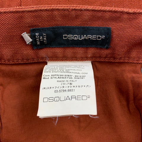 DSQUARED2 Size 30 Dark Orange Distressed Denim Button Fly Jeans