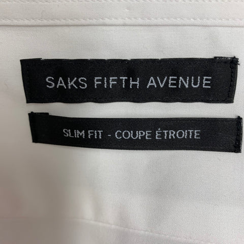 SAKS FIFTH AVENUE Size XXL White Solid Cotton Button Up Long Sleeve Shirt