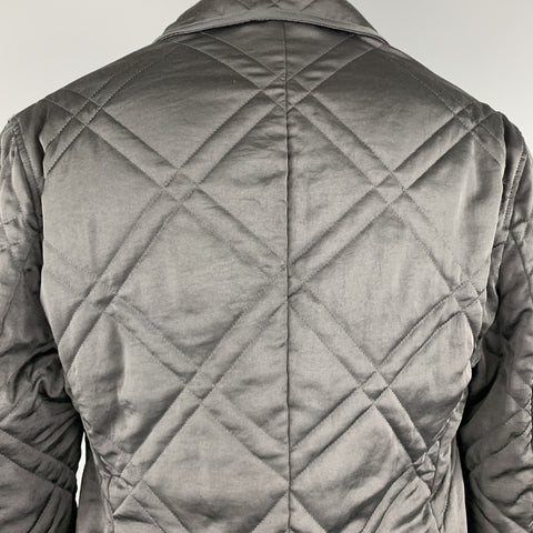 LANVIN Size 40 Black Quilted Notch Lapel Snap Sport Coat