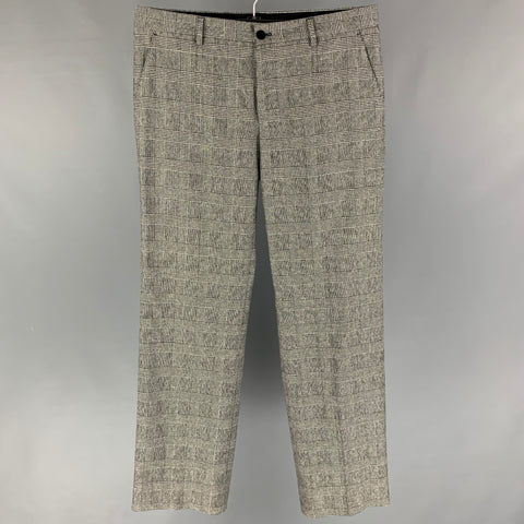DOLCE & GABBANA Size 30 Gray Plaid Wool Polyester Pleated Dress Pants