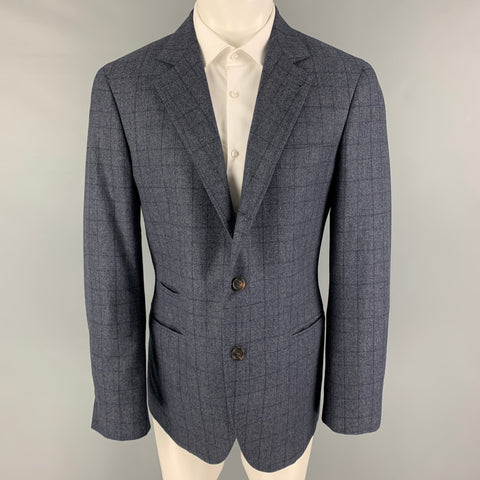 BRUNELLO CUCINELLI Size 40 Blue Glenplaid Wool Blend Sport Coat
