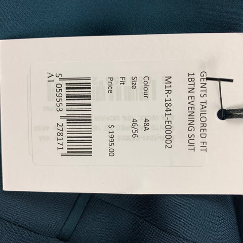 PAUL SMITH Soho Fit Size 46 Teal Wool / Mohair Peak Lapel Sport Coat