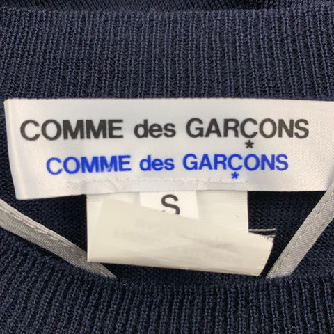 COMME des GARCONS Size S Navy Wool Silk Slip Short Sleeve Pullover