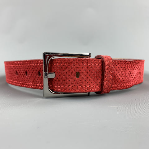 DONALD J PLINER Franco Perforated Size 30 Red Suede Belt