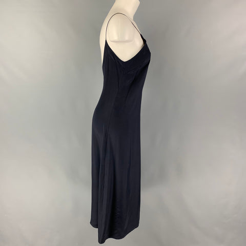 KAMPERETT Vestido de tirantes finos de seda azul marino talla S