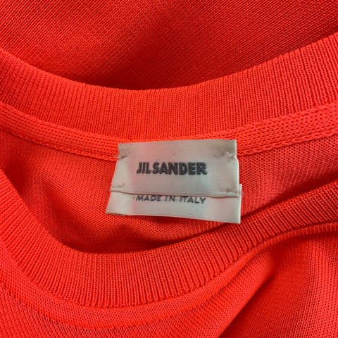 JIL SANDER Size XS Coral Polyester Crew-Neck T-shirt