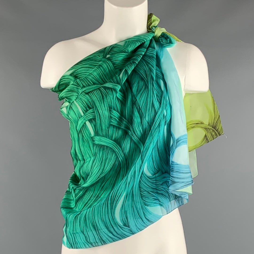 VINTAGE Green Blue Abstract Scarves