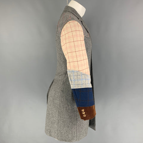 COMME des GARCONS HOMME PLUS FW 2016 Size S Grey Multi-color Mixed Fabrics Coat