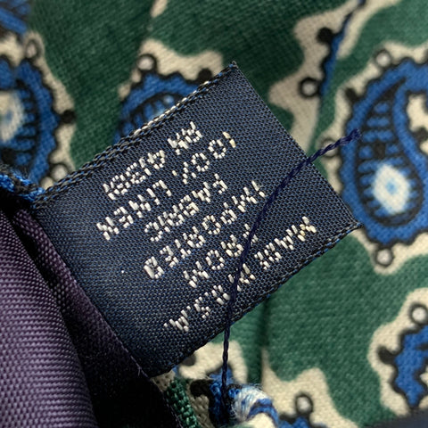 POLO by RALPH LAUREN Green Blue Paisley Linen Tie