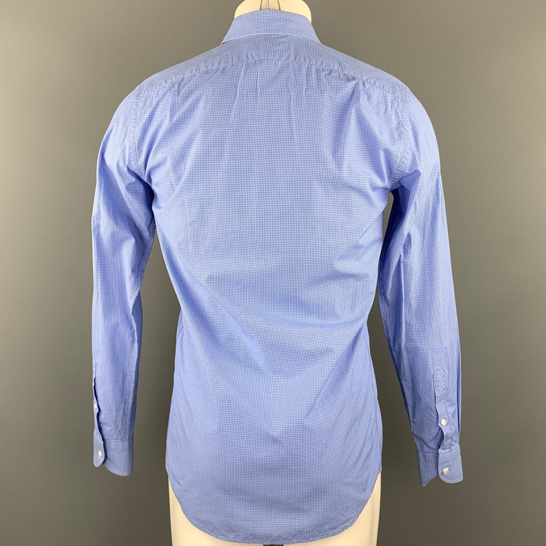 RALPH LAUREN Black Label Size S Blue Window Pane Cotton Button Up Long Sleeve Shirt