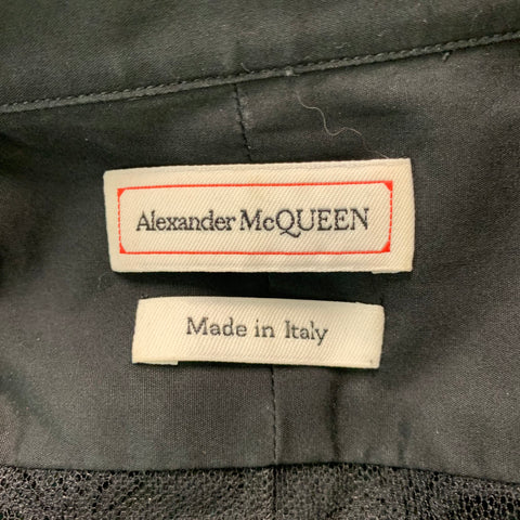ALEXANDER MCQUEEN Size M Black Lace Cotton Button Up Long Sleeve Shirt