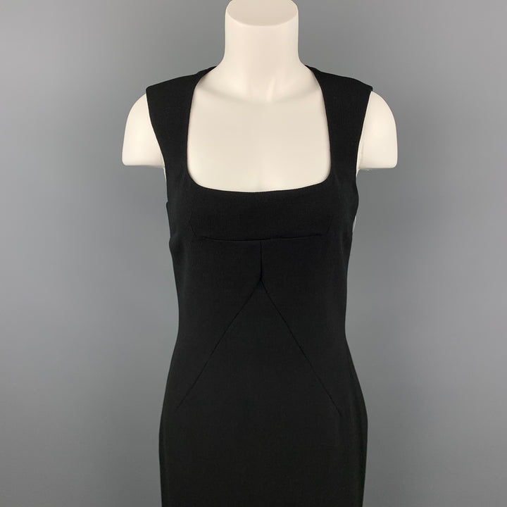 DOLCE & GABBANA Size 8 Black Wool Blend Scoop Neck A-Line Dress