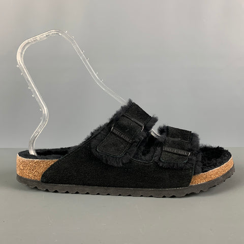 BIRKENSTOCK Size 11 Black Suede Leather Sandals