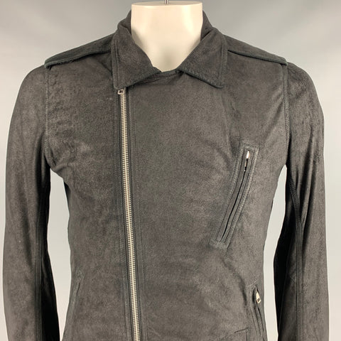 RICK OWENS Taille 42 Veste motard en cuir noir