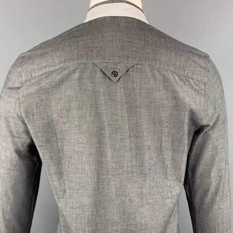 EMPORIO ARMANI Size M Grid Dark Gray Cotton Button Up Long Sleeve Shirt