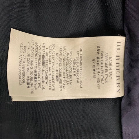 BURBERRY LONDON Size 38 Navy Wool Notch Lapel Suit