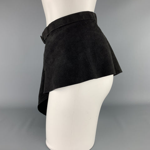 CHLOE Vintage Black Suede Ruffle Peplum Waist Belt