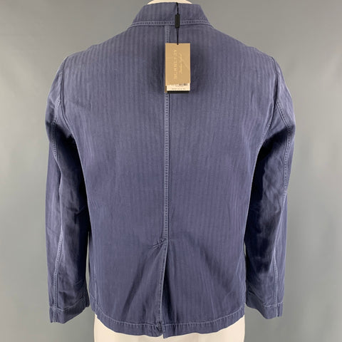 BURBERRY Size 44 Blue Wash Cotton Linen Worker Jacket
