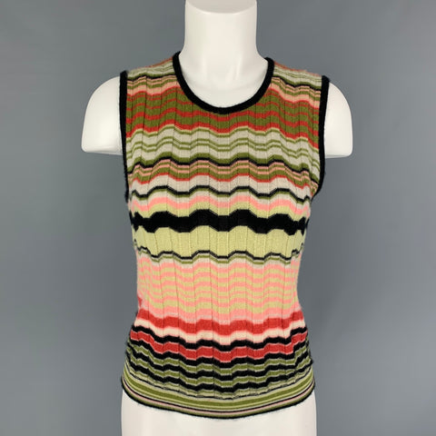 NIEMAN MARCUS Camiseta sin mangas de cachemira multicolor talla L