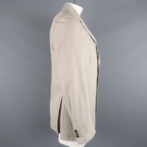 PRADA 44 Regular Light Grey Solid Cotton Notch Lapel  Sport Coat