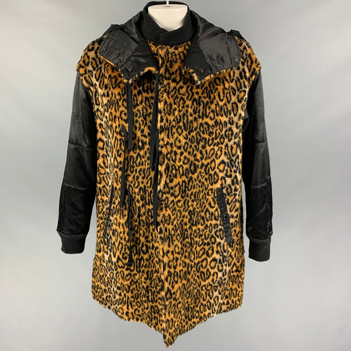 ENGINEERED GARMENTSSize L Black Tan Animal Print Polyester / Cotton Coat