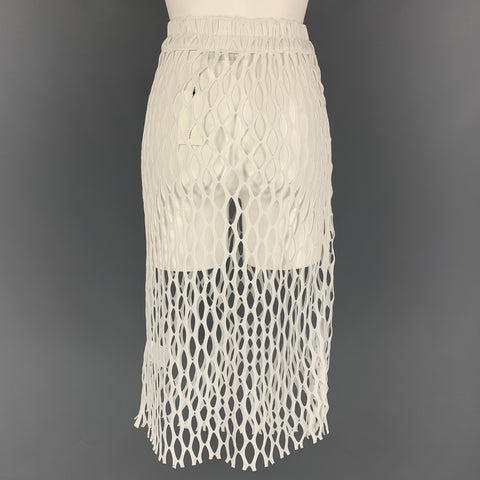 DRIES VAN NOTEN Spring-Summer 2021 Size M White Polyester Mesh Elastic Waistband Skirt