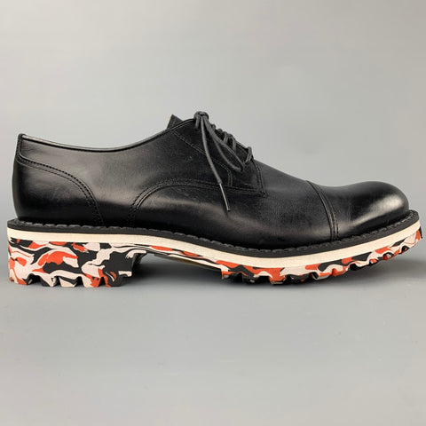 MIHARAYASUHIRO Size 7 Black Leather Cap Toe Lace Up Shoes