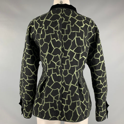 EMPORIO ARMANI Size 8 Black Green Acrylic Blend Jacquard Jacket