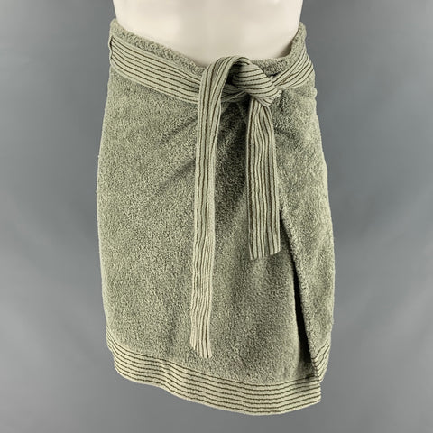 ALESSI Size S Green Textured Cotton Bath Robe and Tied Towel
