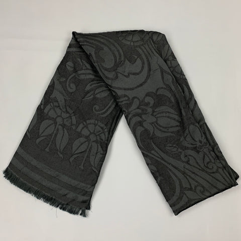 LIBERTY OF LONDON Size One Size Black Jacquard Silk / Wool Fringe Scarf
