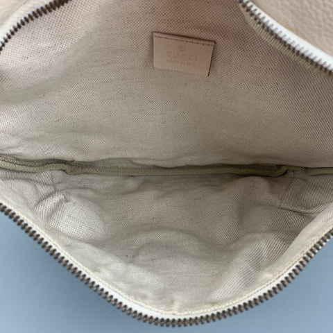GUCCI Beige Logo Pebble Grain Leather Belt Bag