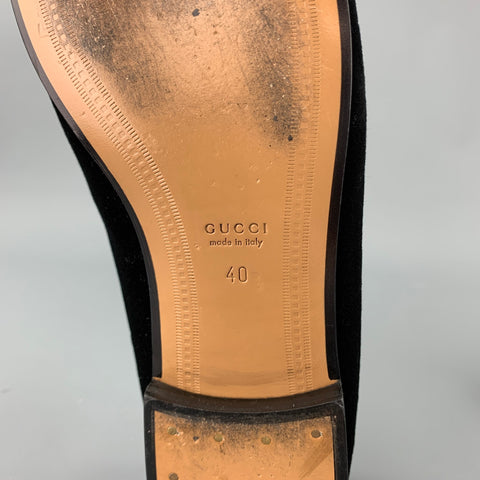 GUCCI New Jordaan Mocassins à mors en velours noir taille 10