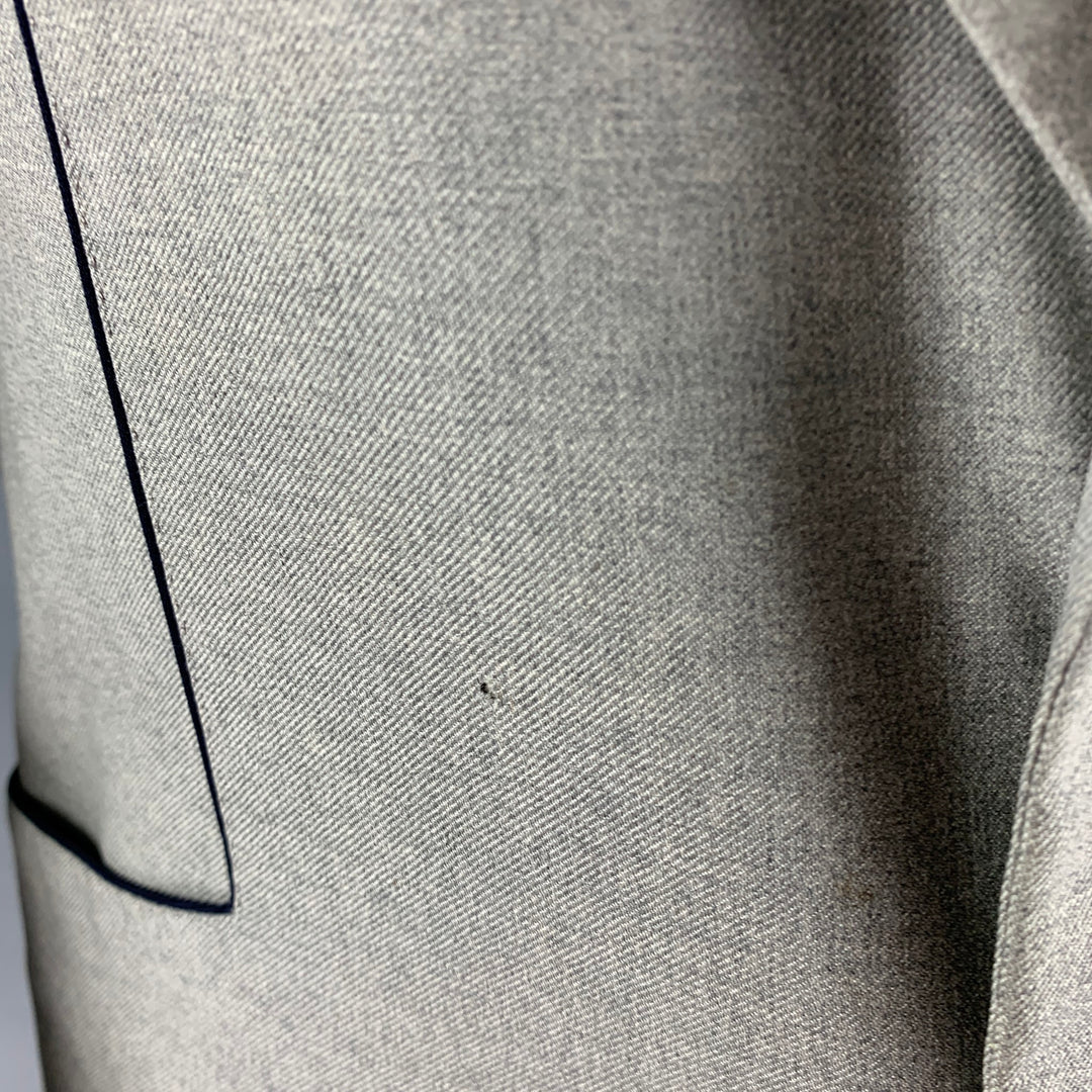 BRIONI Size 40 Grey Contrast Stitch Wool Single Breasted Sport Coat