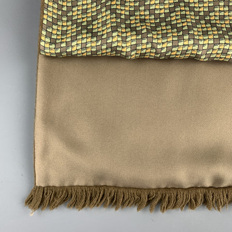 HERMES Print Taupe Angora Silk Scarf