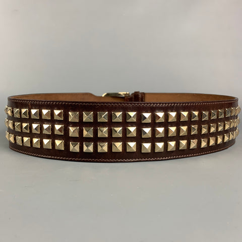 BURBERRY PRORSUM Fall 2006 Size 32 Brown & Gold Studded Leather Belt