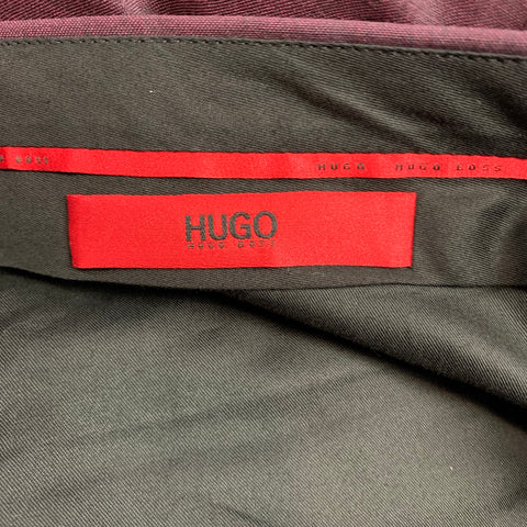 HUGO BOSS Size 34 Burgundy Wool Zip Fly Dress Pants