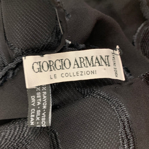 GIORGIO ARMANI Black Embroidered Rayon Blend Scarf