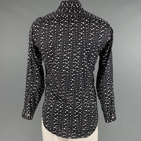 ETRO Size L Black White Polka Dot Cotton Button Up Long Sleeve Shirt