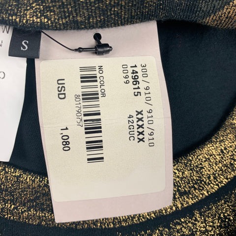 GUCCI FW 13 Size S Black Gold Metallic Cotton Crew-Neck T-shirt