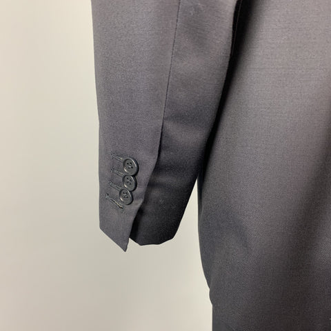 CANALI Size 42 Long Navy Wool Notch Lapel Suit