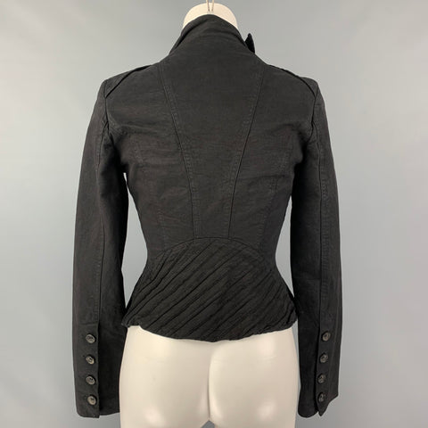 HE.VI.DA. Size 4 Black Cotton Zip Up & Buttons Jacket