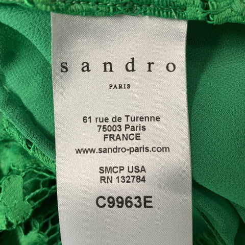 SANDRO Size 2 Green Rayon & Polyamide Lace Skirt