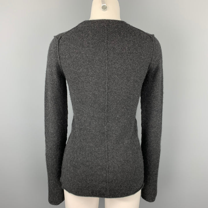 INHABIT Suéter con cuello redondo en mezcla de cachemira y punto color carbón talla M